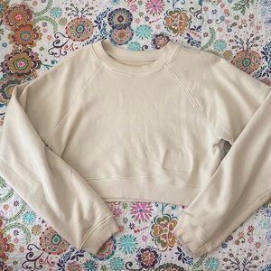 Daily Drills Cropped Crew Sweatshirt, Small, Sand, New